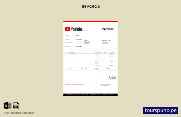 lista para imprimir plantilla de factura de YouTube de EE. UU.